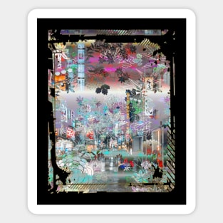 Japan City Night Streets View Collage Art 91 Sticker